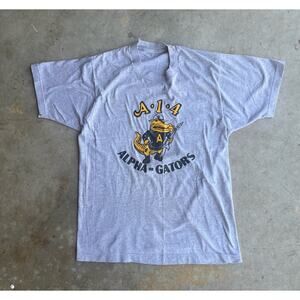 vintage ‎ 70s 80s A14 alpha gators military army t-shirt heather gray  mens M